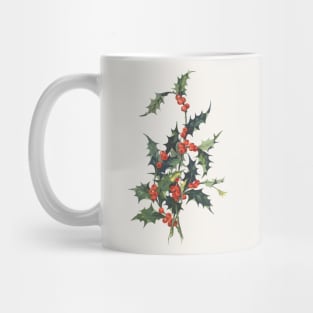 Vintage Holly Botanical Illustration Mug